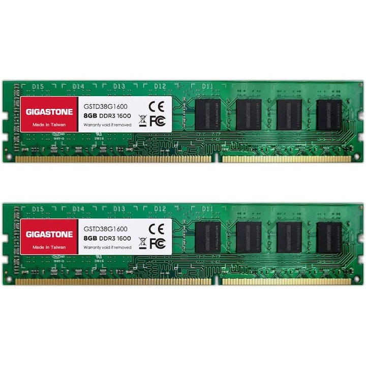 RAM памет за настолен компютър Gigastone 16 GB, DDR3, 1600MHz, двуканален комплект