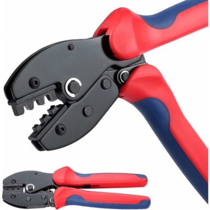 Cleste industrial pentru sertizat, Otel / ABS, 2.5-4-6 mm2, 220 mm, Rosu / Albastru