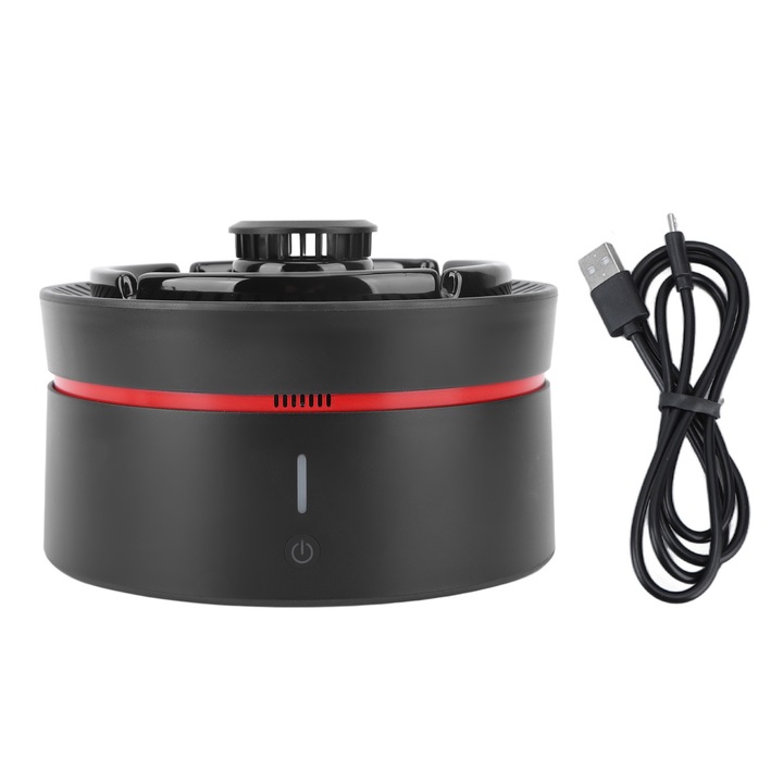 Légtisztító hamutartó, Longziming, kerámia, 4000mAh, USB újratölthető, 16,5x11cm, fekete