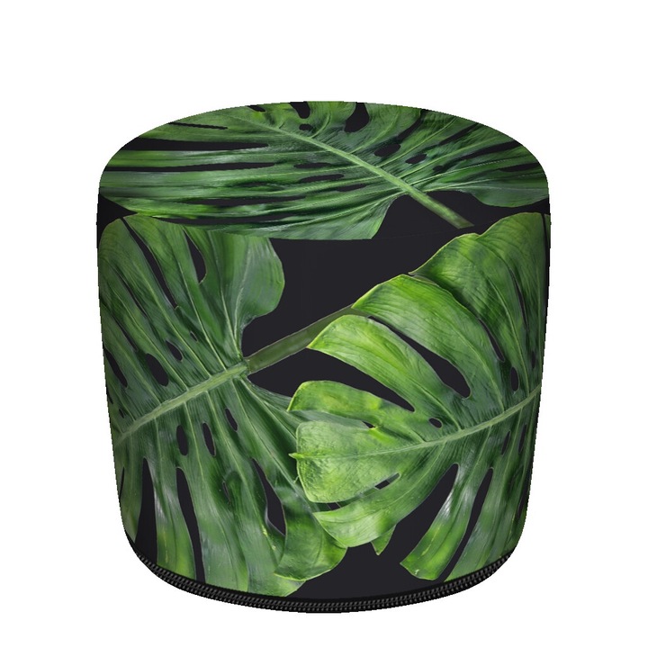Zsámoly, Bertoni, polisztirol granulátummal töltve, levehető huzattal, nyomattal, Galapagos Night, 36x36x36 cm, Zöld/Fekete