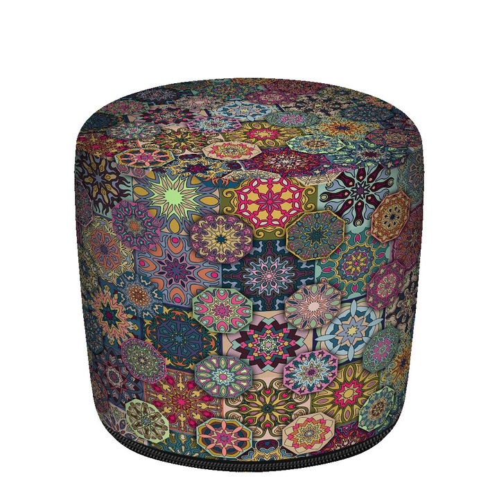 Zsámoly, Bertoni, polisztirol granulátummal töltve, levehető burkolattal, nyomattal, Valencia, 36x36x36 cm, Többszínű