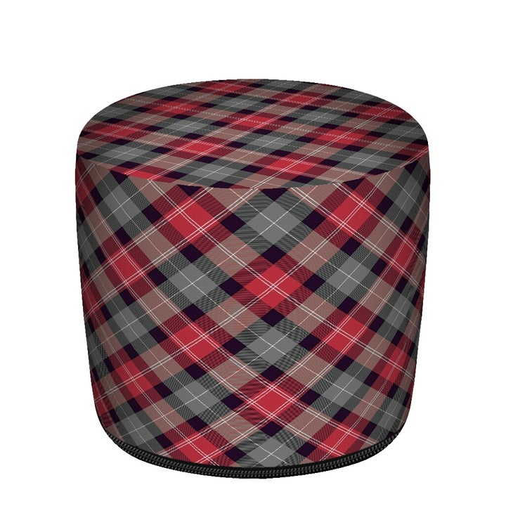 Zsámoly, Bertoni, polisztirol granulátummal töltve, levehető huzattal, nyomattal, Tartan, 36x36x36 cm, piros