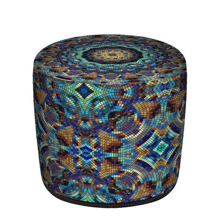 Zsámoly, Bertoni, polisztirol granulátummal töltve, levehető huzattal, nyomattal, barcelona, 36x36x36 cm, Többszínű