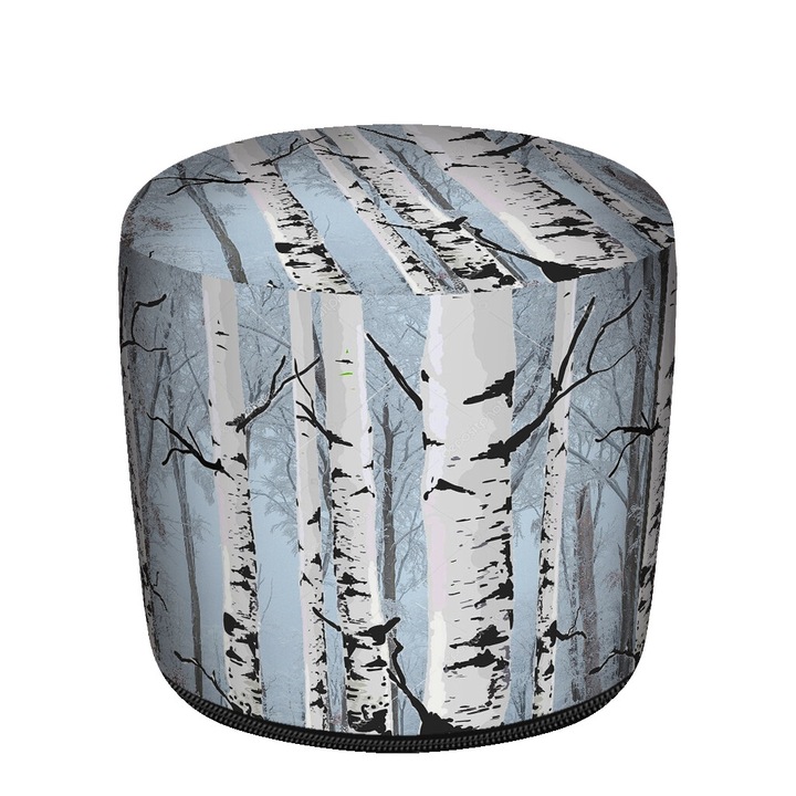 Zsámoly, Bertoni, polisztirol granulátummal töltve, levehető huzattal, nyomattal, Jukon, 36x36x36 cm, szürke/fehér