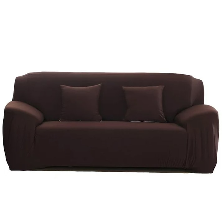 Husa canapea 4 locuri, poliester, elastic, maro, 235-300 cm