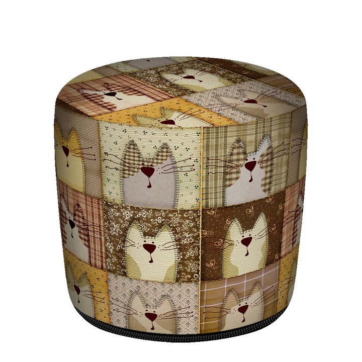 Bertoni, Zsámoly, polisztirol granulátummal töltve, levehető huzattal, nyomattal, Pexeso Beige, 36x36x36 cm, bézs