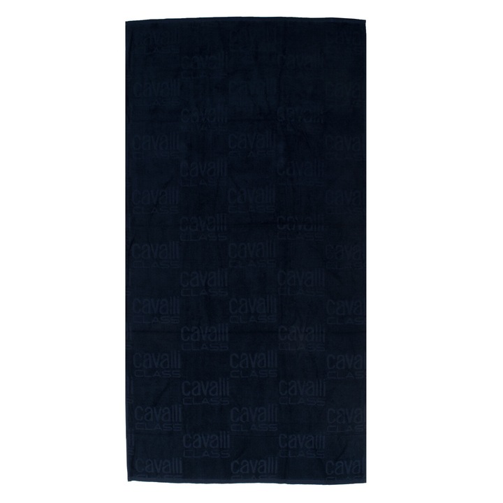Prosop Plaja, Cavalli Class, Unisex, Navy, Mini Logo, Bumbac, 180x90 cm Albastru inchis 180 x 90
