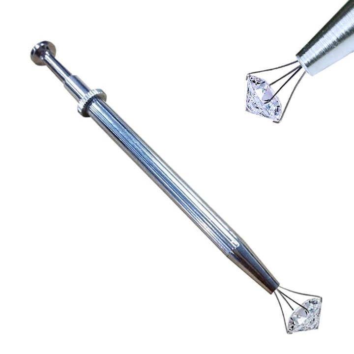 Penseta cu 4 gheare pentru obiecte mici, Aluminiu, inox, argintiu