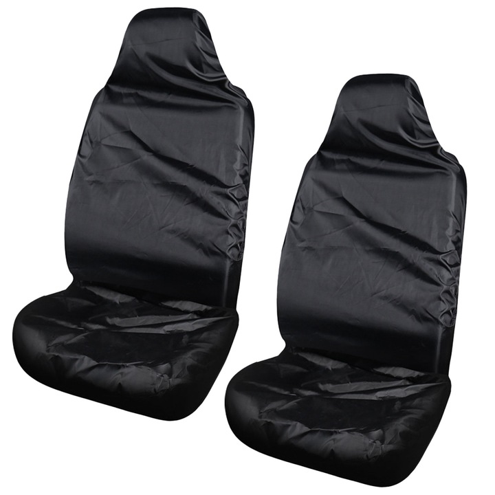 2 db autós üléshuzat szett, poliészter, vízálló, fekete, 138x56 cm