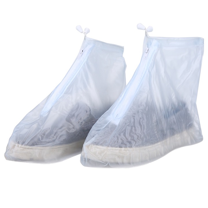 Caciulite de protectie pentru incaltaminte, Mmgoqqt, impermeabile, antiderapante, albe, set de 1 pereche, marimea M