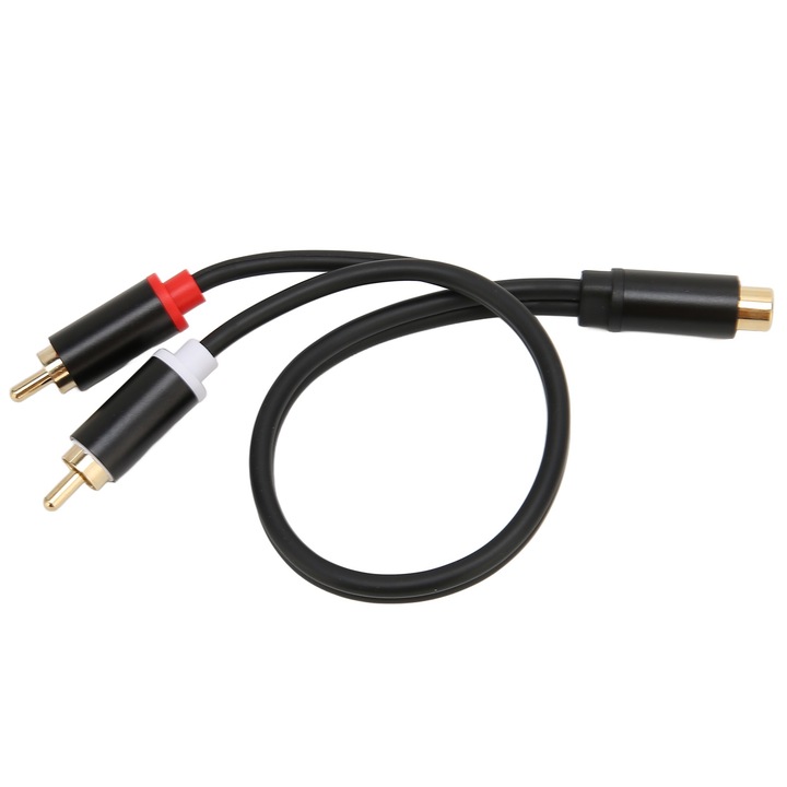 Cablu audio, 2x RCA tata la RCA mama, cupru/aliaj/PVC, multicolor, 0.3m