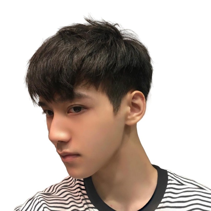 Peruca barbati, sintetic, breton, par scurt, Negru