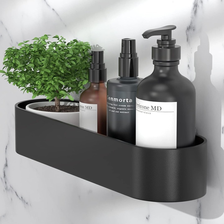 Jormftte fürdőszobai tartó, zuhanypolc, akác, 10 kg teherbírás, vízálló, szögmentes rögzítés