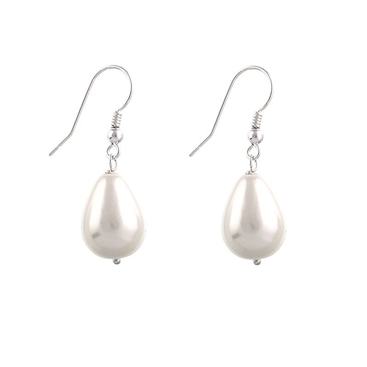 Cercei cu Perle Naturale Lacrima Albe, Tortite