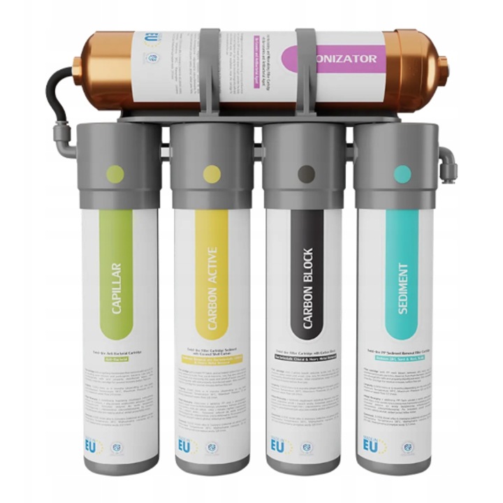 Filtru De Apa Premium, Alkalia Water, Booster, ​Sistem De Revitalizare A Apei Pentru Uz Casnic, Montare Sub Blat, 5 Etape De Filtrare, Elimina Impuritati, Clor, Bacterii, Metale Grele, Creste PH-Ul, Imbogateste Cu Minerale, Instalare Usoara