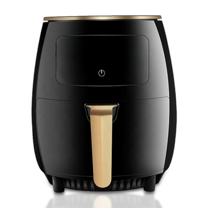 Фритюрник с горещ въздух, AirFryer, Капацитет 6L, Мощност 2450W, 8 предварително инсталирани програми, Мултифункционален, До 220°C, Бърз/Бавен режим, Сензорен екран, Без масло, Черен