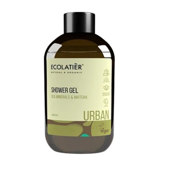 Gel de dus Ecolatier Urban, Minerale marine si Matcha, 600ml