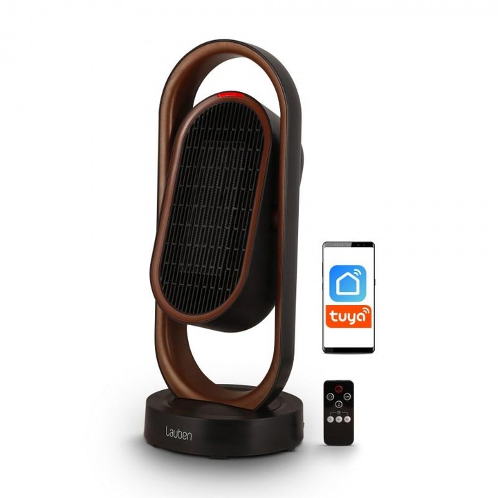 Вентилатор 2в1 Lauben Smart Fan&Heater 1800BB, мощност на отопление 1800 W, за помещения до 20 м2, режим на охлаждане, управление чрез дистанционно или мобилно приложение Черен