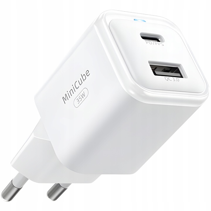 Hálózati töltő, Innostyle®, 35 W gyorstöltés 1x USB-C 1x USB, GaN II, gyorstöltés, iPhone 5 / 6 / 7 / 8 / X / XS / XR / SE / 11 / 12 / 13 / 14 / 15 / telefonhoz Plus / Pro / Max, Samsung, Oppo, Xiaomi, Realme, Fehér
