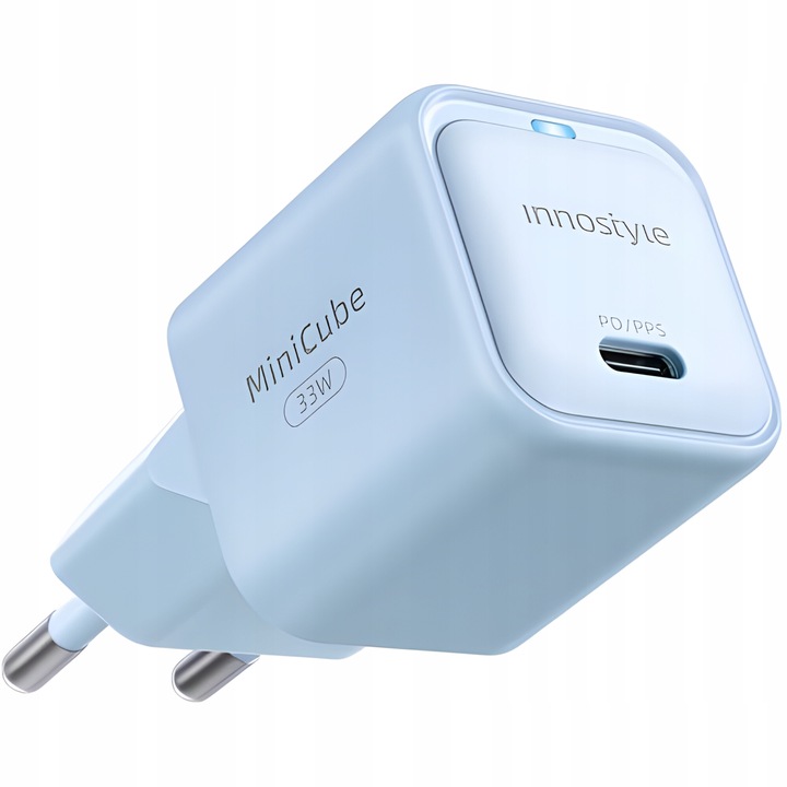 Hálózati töltő, Innostyle®, 33 W Fast Charge USB-C, GaN II, gyorstöltés, iPhone 5 / 6 / 7 / 8 / X / XS / XR / SE / 11 / 12 / 13 / 14 / 15 / Plus / Pro készülékekhez / Max, Samsung, Oppo, Xiaomi, Realme, Blue