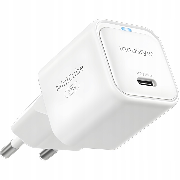 Hálózati töltő, Innostyle®, 33W gyors töltés USB-C, GaN II, gyorstöltés, iPhone 5 / 6 / 7 / 8 / X / XS / XR / SE / 11 / 12 / 13 / 14 / 15 / Plus / Pro / Max, Samsung, Oppo, Xiaomi, Realme, Fehér