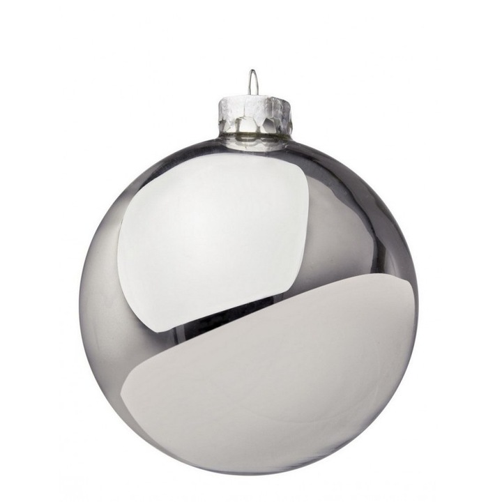 Set 16 globuri brad sticla argintie 10 cm