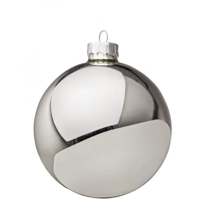 Set 24 globuri brad sticla argintie 8 cm