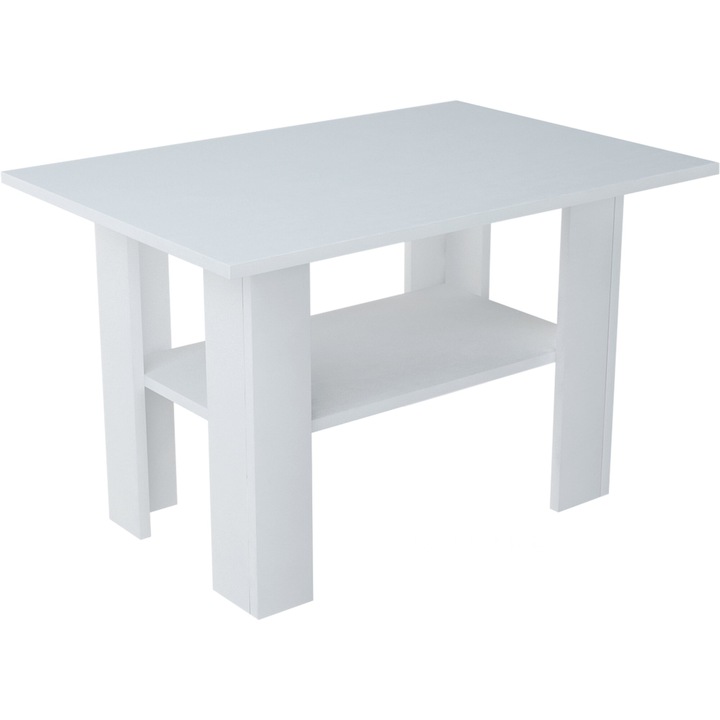 Masuta Cafea, Meble Bestseller, L1BIALY, 55 x 87 x 60 cm, Dreptunghi, Rezistent la zgarieturi, PAL, Alb