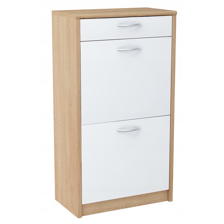 Pantofar, Meble Bestseller, 2D1SBIALYSONOMA, 50x28x92 cm, 2 Compartimente, PAL, Stejar sonoma/Alb