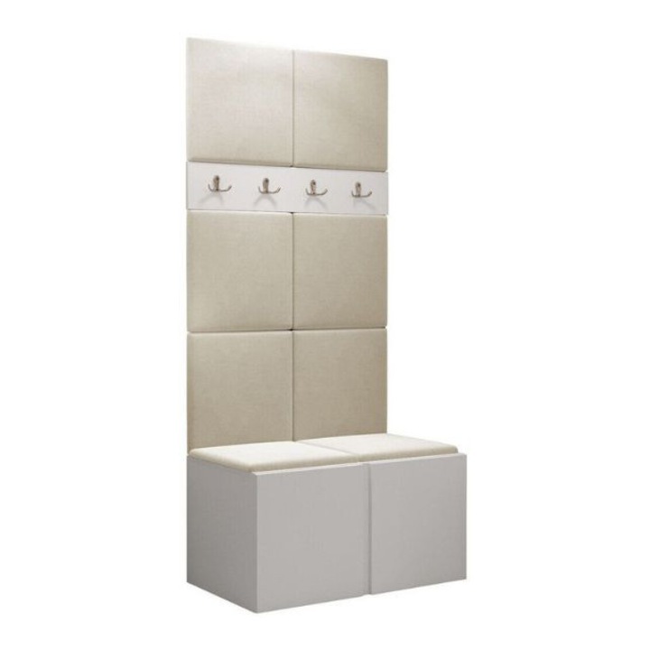 Cuier Hol Luca 10, Alb cu tapiterie Crem, 188 x 45.6 x 84 cm