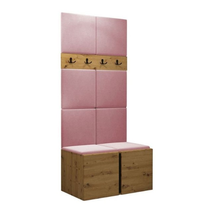 Cuier Hol Luca 10, Artisan cu tapiterie Roz, 188 x 45.6 x 84 cm