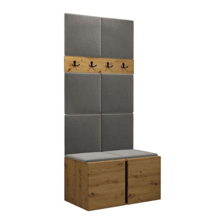 Cuier Hol Luca 10, Artisan cu tapiterie Gri deschis, 188 x 45.6 x 84 cm