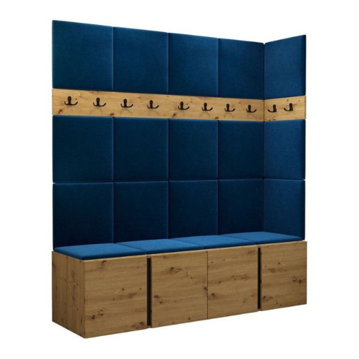 Cuier Hol Luca 12, Artisan cu tapiterie Albastru, 188 x 45.6 x 168 cm