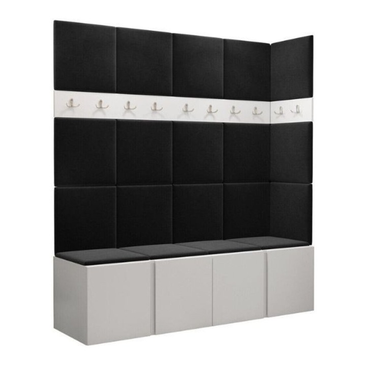 Cuier Hol Luca 12, Alb cu tapiterie Gri inchis, 188 x 45.6 x 168 cm