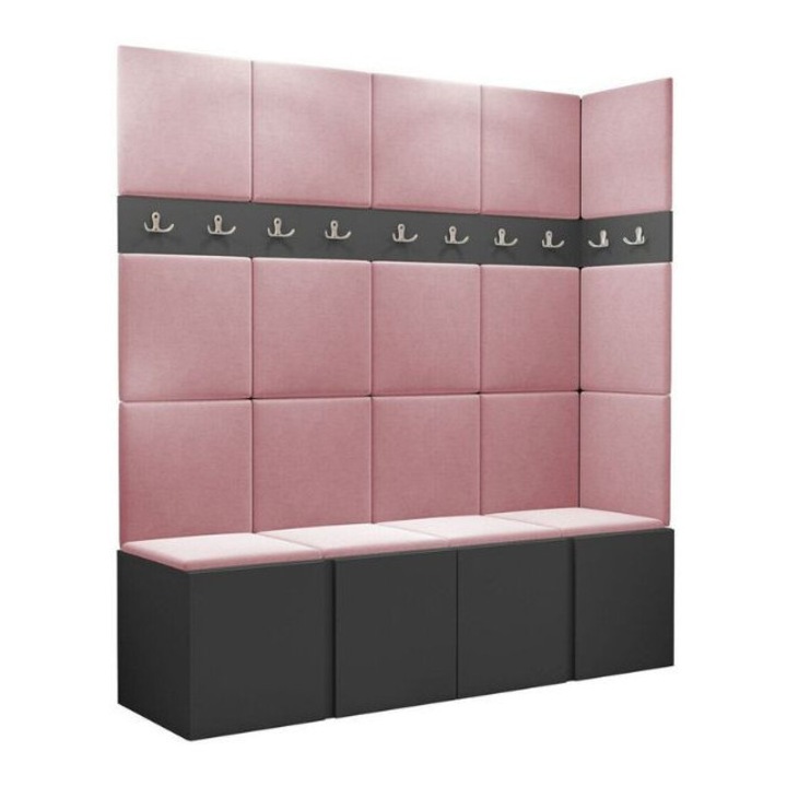 Cuier Hol Luca 12, Grafit cu tapiterie Roz, 188 x 45.6 x 168 cm