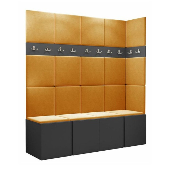 Cuier Hol Luca 12, Grafit cu tapiterie Portocaliu, 188 x 45.6 x 168 cm