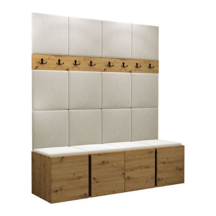 Cuier Hol Luca 13, Artisan cu tapiterie Crem, 188 x 45.6 x 168 cm