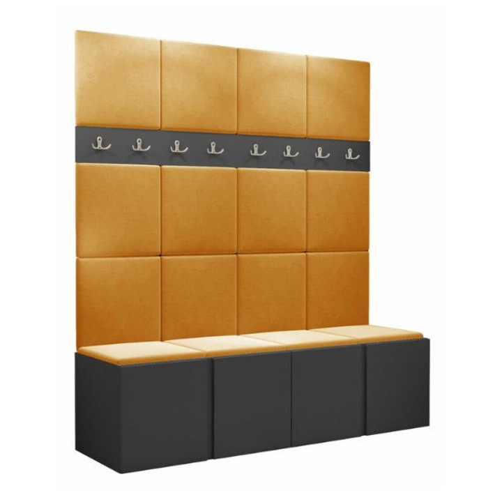 Cuier Hol Luca 13, Grafit cu tapiterie Portocaliu, 188 x 45.6 x 168 cm