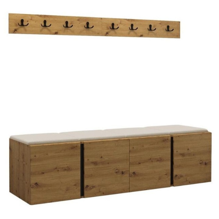 Cuier Hol Luca 14, Artisan cu tapiterie Crem, 46 x 168 cm