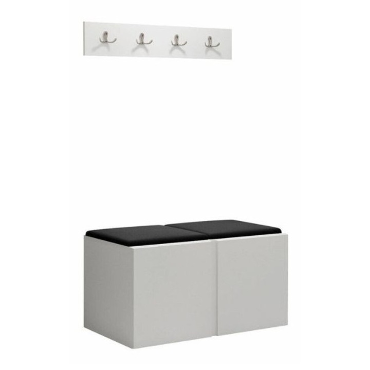 Cuier Hol Luca 15, Alb cu tapiterie Gri inchis, 46 x 84 cm