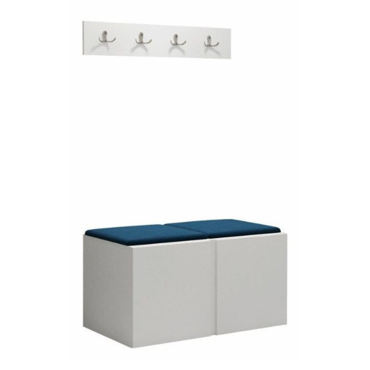 Cuier Hol Luca 15, Alb cu tapiterie Albastru, 46 x 84 cm