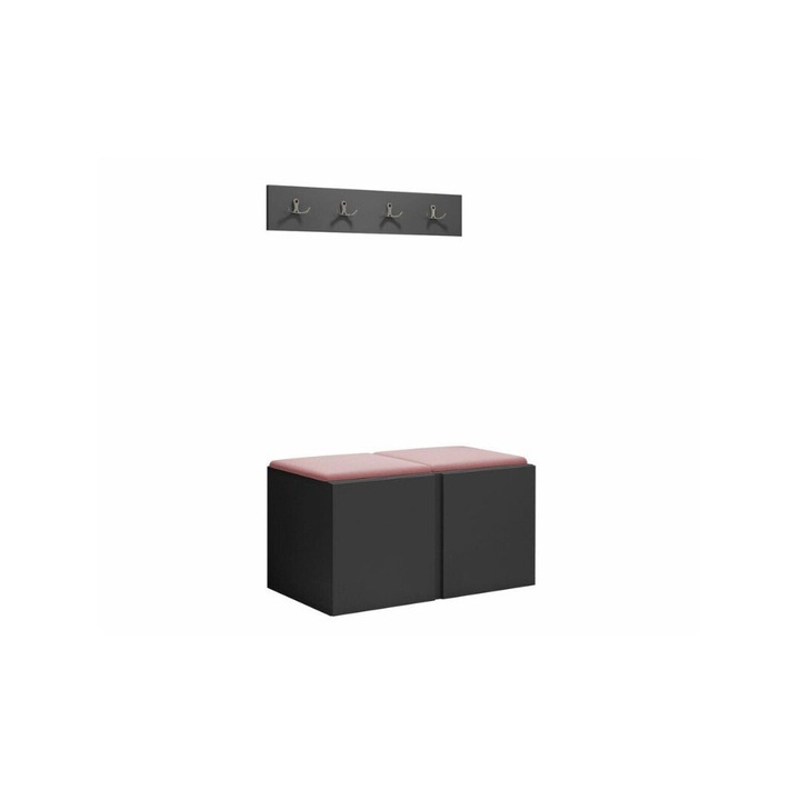 Cuier Hol Luca 15, Grafit cu tapiterie Roz, 46 x 84 cm