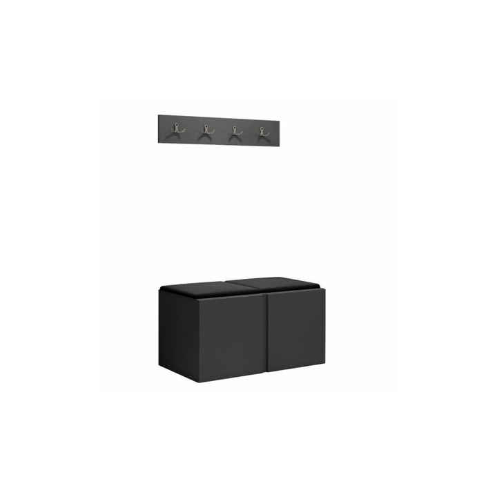 Cuier Hol Luca 15, Grafit cu tapiterie Gri inchis, 46 x 84 cm