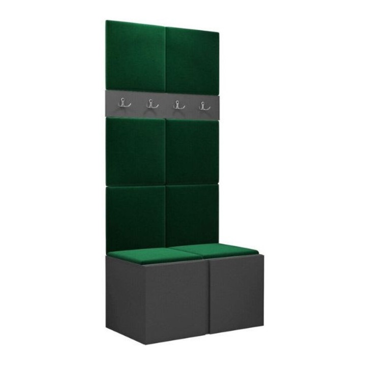 Cuier Hol Luca 10, Grafit cu tapiterie Verde, 188 x 45.6 x 84 cm