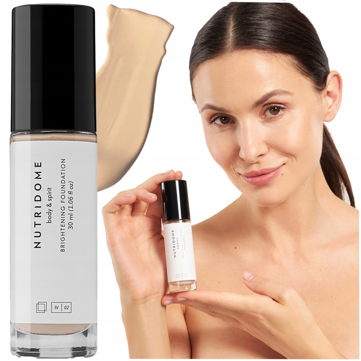 Fond De Ten Iluminator, Nutridome, 02 Ivory, Cu Particule iluminatoare, Consistenta Crema, Reducerea Fina a Ridurilor, Uniformizeaza Tonul, Acid Hialuronic, Secretul Melcului, 30 ml