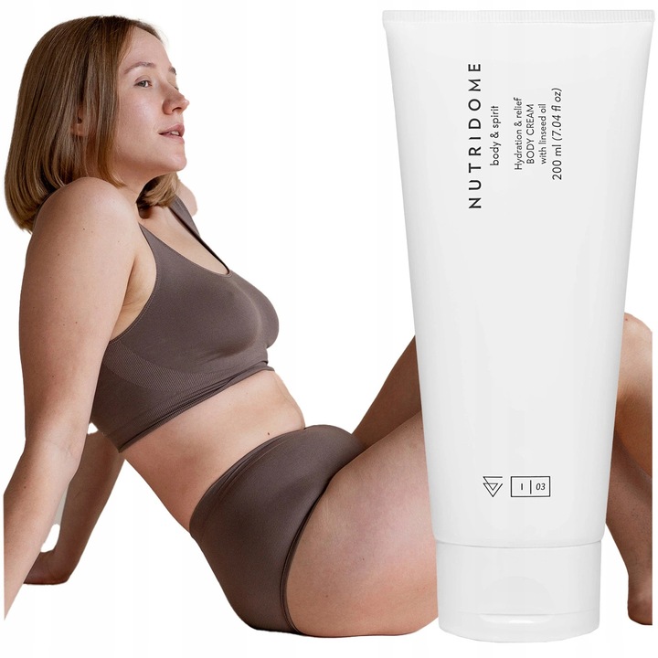 Testápoló Krém, Nutridome, Intenzíven Hidratáló Lenmagolajjal Száraz és Érzékeny Bőrre, Nyugtat, Regenerál és Visszaadja A Rugalmasságot, Gyors Felszívódás, Napi Használatra, 200 ml