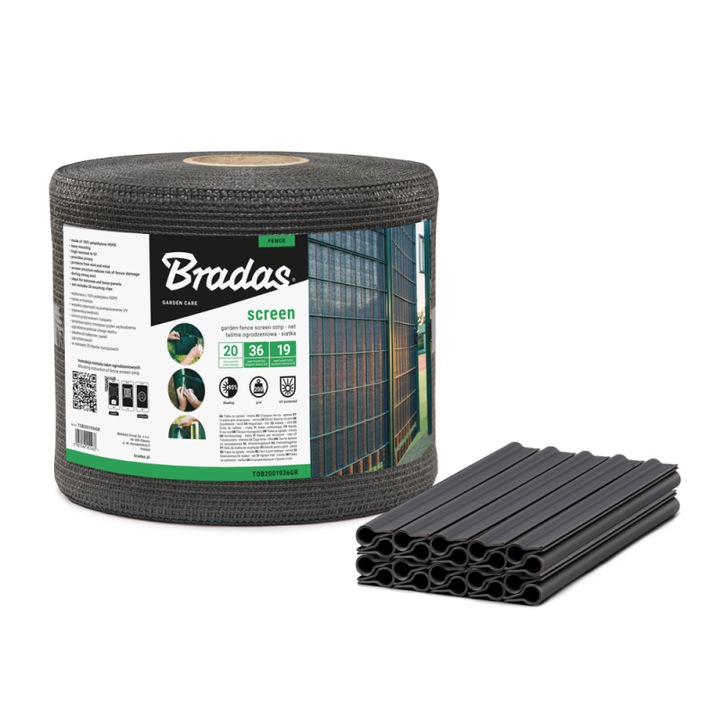 Banda gard, Bradas, 19 cm x 36 m, 200g/m2, Gri
