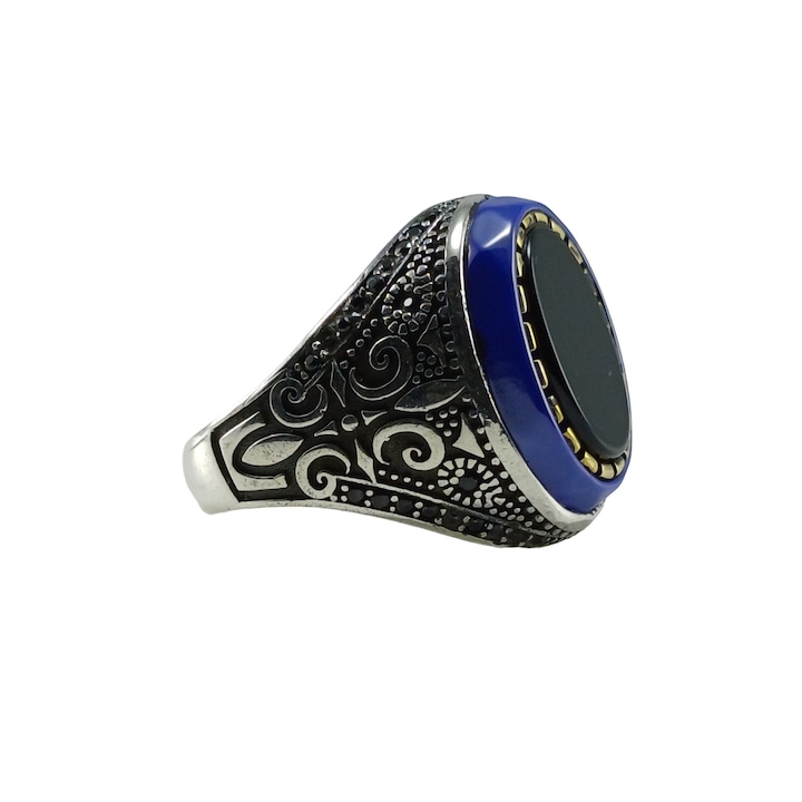 Inel din argint 925, TSR cu piatra naturala onix oval model 2DVS2