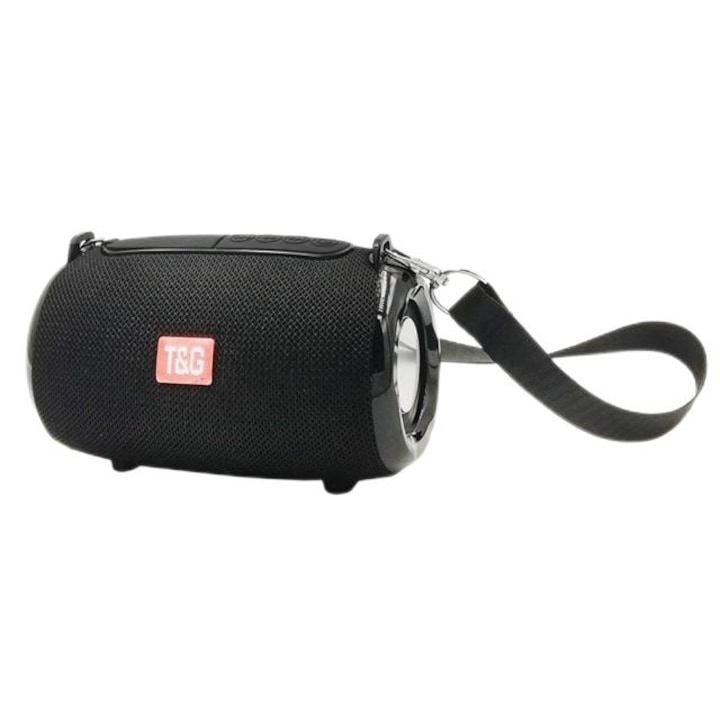 T&G TG533 hordozható hangszóró, Bluetooth 5.0, IPX5 vízállóság, 10 W, fekete, 14,2x8,6x8,3 cm