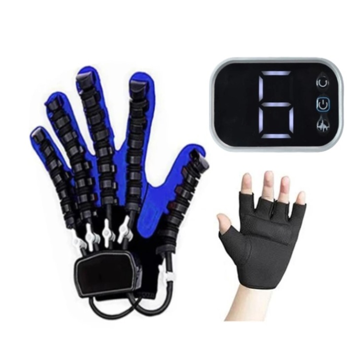 Manusa de Reabilitare Robotica, WALALLA, Pentru mana stanga, XL, Albastru/Negru